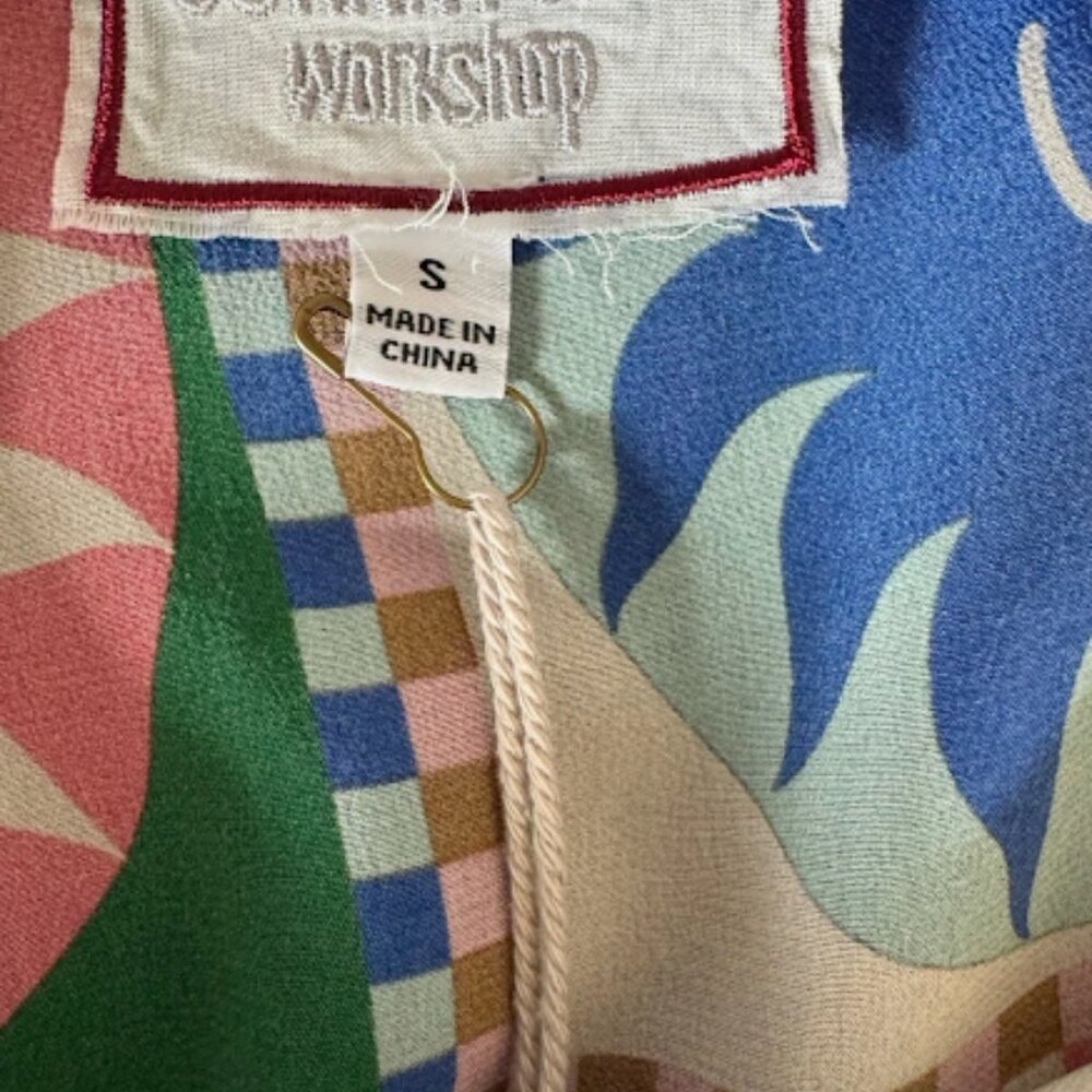 Johnny Was Workshop Silk V-Neck Swing Dress Sun Pattern Colorful Lionora Size S - Picture 5 of 9